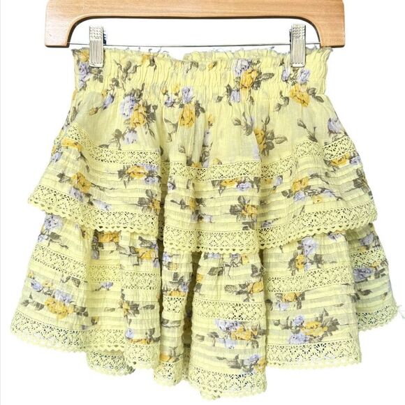 Aerie Rock 'n' Ruffle Floral Ruffle Tiered Mini Skirt XS Boho Fairy Coquette Y2K - Picture 1 of 9